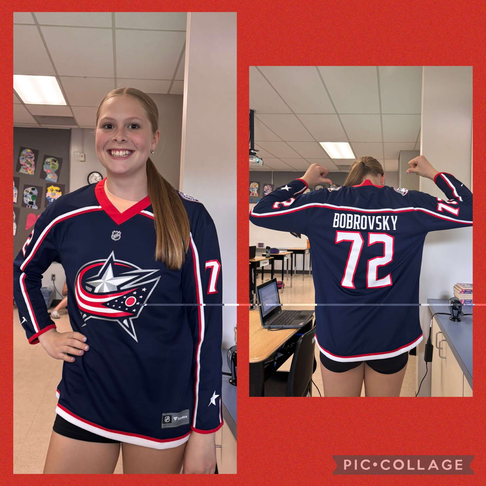 NHL Fanatics Columbas Blue Jackets Bobrovsky #72 Jersey Size: Youth L/XL