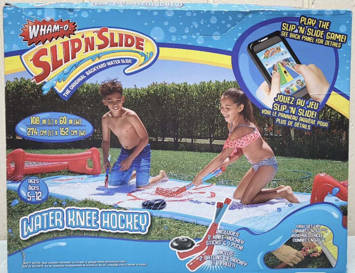 Wham-O Slip 'N Slide Water Knee Hockey, includes 2 knee-hockey sticks & 1 puck