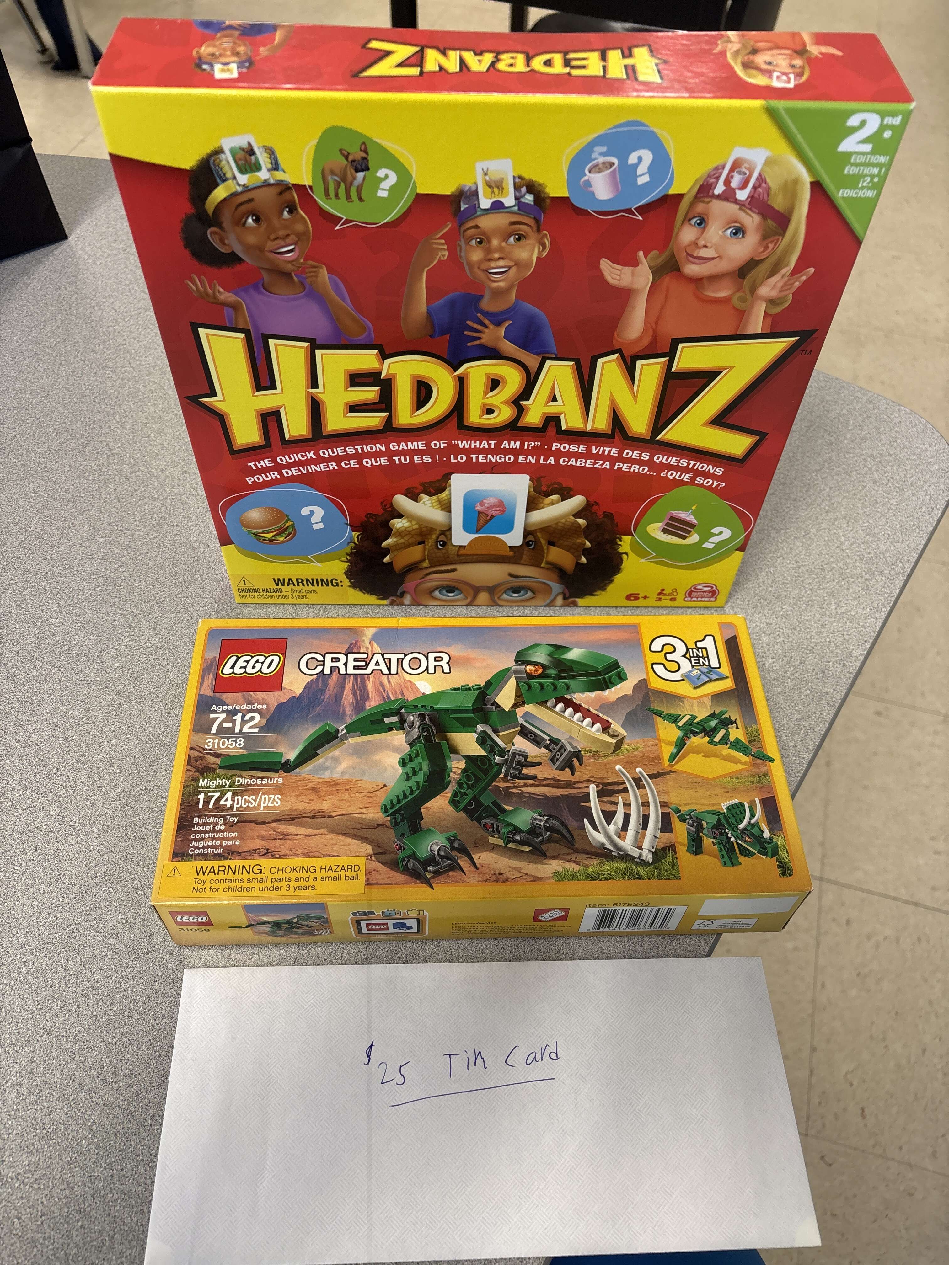Family Fun Bundle - Lego Creator (3 in 1), Hedbanz Game & $25 Gift Certificate to Tim Hortons